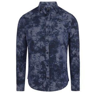 ARMANI JEANS TIE DYE ALLOVER STAR PRINT SHIRT IN NAVY
